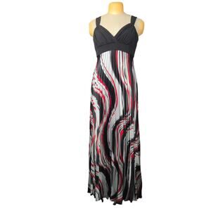 Betsy & Adam Linda Bernell Satin Maxi Dress Swirl Cocktail Timeless Eveningwear